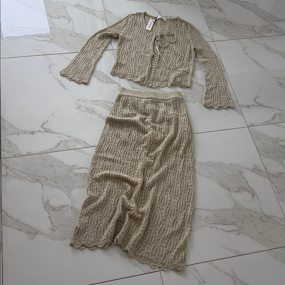 NWT COMMENSE Crochet Knit Set Linen Blend Festival Size Medium - Picture 7 of 8